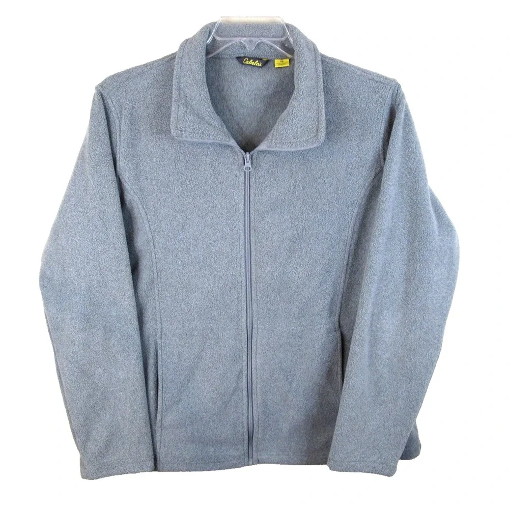 Cabela's Full Zip Gray Fleece Jacket Men's Size XL Pockets Casual‎ Comfy